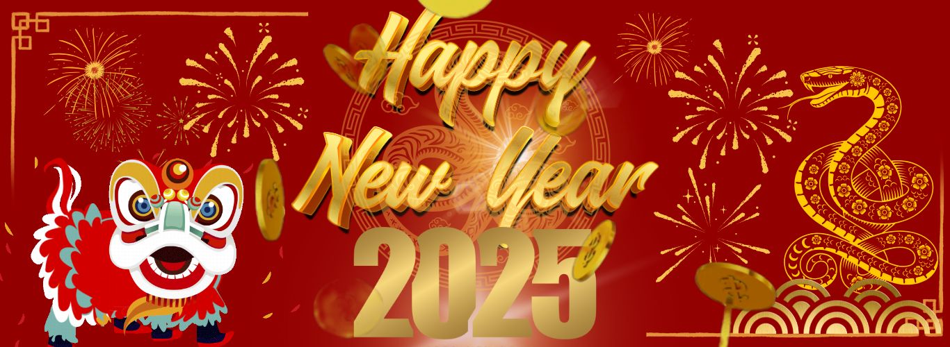 Red Illustrative Happy New Year 2024 Tag 1366 x 500 px